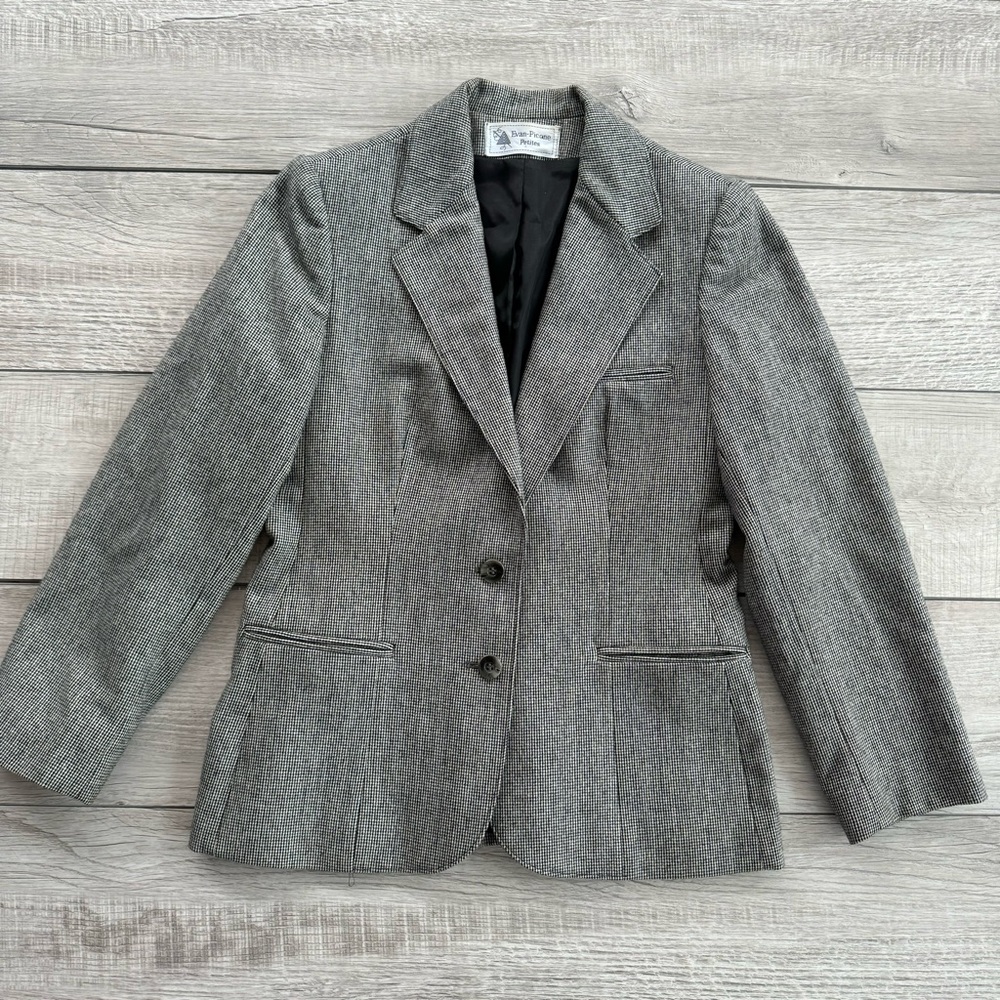 Evan-Picone‎ Petites Vintage 100% Worsted Wool Union Made Blazer Jacket Sz 4P